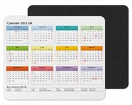 Vixar Calendar 2025 Mouse mat pad for UK with Holiday Non Slip PC Desktop Laptop for Office home (White)