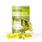60 Mullein Leaf Tea Bags for Lungs, VitalForest 100% Pure Lung Cleanse Tea for Smokers Breathe Deep, Caffeine Free Mullein Mullins Mullen Mullin Tea