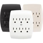 GE 6-Outlet Extender Wall Tap, Grounded Adapter, Charging Station, 3-Prong, Secure Install, UL Listed, White, 54947