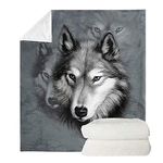 chaqlin Grey Wolf Blanket for Boys Girls Soft Bedroom Bed Couch Outdoor Travel Camping Throw Blanket Bedroom Accessories-130x150 cm