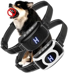 Dog Bark Collar 2 Pack, Automatic Bark Collar for Large Medium Small Dogs, Smart Anti Barking Training Device with 3 Level Sensitivity + Beep Vibration Harmless Shock,Black and White