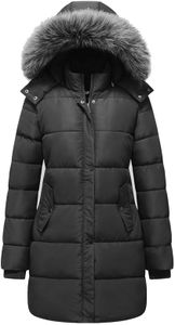 GGleaf Women's Winter Thicken Puffer Coat Warm Snow Jacket with Fur Removable Hood Dark Grey Large