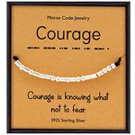 Suyi Morse Code Bracelet Gift for Best Friend 925 Sterling Silver Beads on Silk Cord Jewelry for Women Girls Birthday Courage