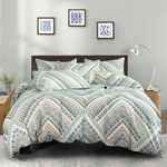 Aztec Duvet Cover, 100% Cotton 3 pcs Triangle Tribal Bedding Set King, Aztec Modern Rustic Southwestern Hippie Louvre Patterned Tribal Print, with Zipper Closure, Breathable (No Comforter)