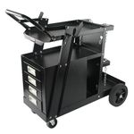 VEVOR 2-Tier 4 Drawers Welding Cart, Welder Cart with 265LBS Static Weight Capacity, 360° Swivel Wheels, Tank Storage Safety Chains, Heavy Duty Rolling for Mig Welder and Plasma Cutter