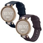 kwmobile Straps Compatible with Garmin Lily Sport Straps - 2X Replacement Silicone Watch Bands - Dark Blue/Lavender