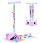 BELEEV A10 Scooter for Kids Ages 3-12 with Light-Up Stem & Deck & Wheels, 3 Wheel Folding Scooter for Toddlers Girls & Boys, 4 Adjustable Height, Extra Wide Deck, Lightweight Kick Scooter for Children