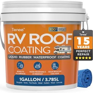 1 Gallon RV Roof Coating White with Brush, Towel, Solar Reflective Sealant for Easy Insulation & Leak Repair, Liquid Flexible Rubber Camper RV Roof Sealant for Metal Building, Trailer, Motorhome