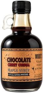 WOOD'S Chocolate Cherry Cordial Infused Maple Syrup – Decadent Vermont Maple Syrup with Dark Cocoa & Succulent Cherries | Small-Batch, All-Natural, Vegan-Friendly Syrup for Breakfast, Desserts & Cocktails | 8.45 Fl Oz