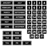 Calendar Magnet Bundle for Whiteboard and Refrigerator, Magnetic Calendar Bundle includes Months, Days of The Week, Numbers from 1 to 31, Black with White Letters