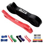 Elite Athletics Pull Up Resistance Bands Set - Pull-Up Assist Exercise Bands, Long Workout Bands for Exercise, Stretching, Mobility, Powerlifting, Resistance Training (Black, Red)