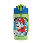 Zak Designs PAW Patrol Kids Water Bottle with Spout Cover and Built-in Carrying Loop, Durable Plastic, Leak-Proof Water Bottle Design for Travel (16 oz, Non-BPA, Marshall)