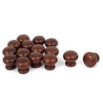 uxcell Home Cabinet Drawer 27mmx25mm Wooden Wood Pull Knob Grab Handle Dark Brown for Dresser Drawer Wardrobe 15pcs