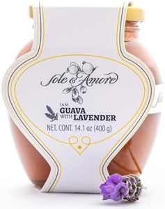 Sole E Amore - Gourmet Guava Jam 14 oz - Fruit Preserves - Mermelada de Guayaba - Fruit Spread Perfect for Toast, Bagels, and More (Single Pack, With Lavander)