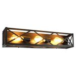 DLLT 3 Light Vanity Lighting, Sconce Wall Lighting Indoor with Brown Black Metal Mesh Cage Shade, Wall Mount Light Fixtures Interior for Bathroom, Kitchen Sink, Corridor, Living Room, E26 Base No Bulb