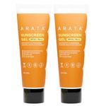 Arata Sunscreen Gel | SPF 50, PA+++ | Broad Spectrum UV Protection | Ultra-Light & Dewy Finish | No White Cast | Even & Glowing Skin | Niacinamide & Ceramide | Derma-Tested | For Men & Women | 50ML (Pack of 2)