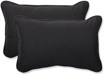 Pillow Perfect Rectangular Throw Pillow with Black Sunbrella Fabric, Set of 2