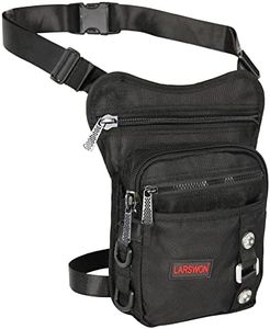 Larswon Thigh Pack, Leg Bag Thigh Pouch Bag Tactical Waist Bag Motrocycle Bag Waterproof Green, A- Black, Medium