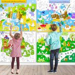 QUOKKA Set of 4 Giant Coloring Poster for Toddlers Ages 1-3 - Large Coloring Poster for Kids Crafts Ages 2-4 - Kids Learning Posters Farm Ocean Zoo Forest - Kids Coloring Gift for Boys and Girls