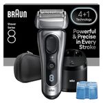Braun Electric Razor Men, Shavers for Men, Long Hair Trimmer, Close & Gentle Even on Dense Beards, Series 8, Wet & Dry with SmartCare Center, 8567cc
