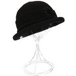 ZffXH Women 1920s Vintage Hats, Black Winter Autumn Wool Knit Beanie Skull Hat, Ladies Vintage Cloche Hats, Fancet Wool Bucket Snug Bowler Baseball Hat, Formal Church Hat, Beret Fleece Floppy Cap