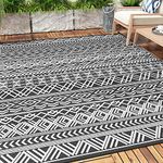 MontVoo-Outdoor Rug 6x9 ft Waterproof Outdoor Carpet-Patio RV Deck Camping Rug Portable Boho Rugs for Outdoor Area Rug Picnic Backyard Porch Beach Mat Grey