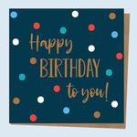 Dotty about Paper Birthday Card for Friend - Navy Spots Premium Greetings Card - Beautifully Designed. Unisex, Neutral, Simple. Envelope Included (3330)