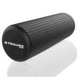 Strauss Yoga Foam Roller | Deep Tissue Massage Roller for Knee Exercise, Muscles Recovery & Physiotherapy | Home Gym Fitness Equipment for Full Body Relaxation and Flexibility | 30cm,(Black)