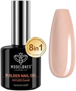 Modelones 8-in-1 Builder Nail Gel, Neutral Nude Gel Builder for Nail Thickening, Hard Gel Nail Strengthener Extension Color Gel Base Rhinestone Gel Nail Glue