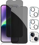 Pehael [2+2Pack] Privacy Screen Protector for iPhone 14 with Camera Lens Protector Full Coverage Anti-Spy Tempered Glass Film 9H Hardness Upgrade Edge Protection Easy Installation Bubble Free [6.1 inch]