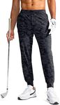 G Gradual Men's Golf Joggers Pants with Zipper Pockets Stretch Sweatpants Slim Fit Track Pants Joggers for Men Work Running, Gray Camo, Medium