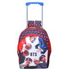 Happile Polyester Red and White 18 Inches Trolley Bag Backpack with Wheels for Boys and Girls (8-12 Years)