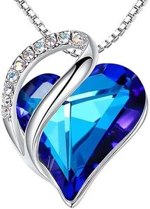 Leafael Valentine's Day Necklaces for Women, Infinity Love Heart Pendant with Rainbow Blue Birthstone Crystal for September, Silver Plated 18 + 2 inch Chain, Jewelry Gifts for Wife Girlfriend Her