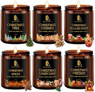 Christmas Candle Set, 6 Pack Holiday Scented Candle, Soy Candle for Home Scented, Christmas Holiday Candles Gift for Women Men, Scents of Christmas Tree/Cookies/Spices/Candy Cane/Mulled Cider/Fireside