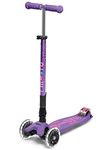 Micro Scooters | Maxi Micro Deluxe Foldable Children's Scooter | Big Wheels | Handlebar Adjustable | 5-12yrs | Boys & Girls | Purple