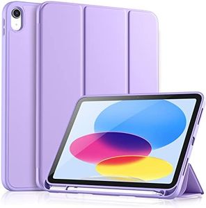 Vobafe Funda Compatible con iPad 10 generación (10.9 Pulgadas, 2022), Parte Trasera de TPU Flexible, Cubierta Protectora a Prueba de Golpes con Soporte Integrado para Pencil, Lila Púrpura