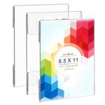 ADColor Clear Acrylic Sign Holder - 8.5 x 11" Wall Mount Poster Flyer Menu Sign Holder Vertical Ad Picture Frame with Mounting Tape, Plastic A4 Paper Display Stand for Wall Door Hanging Display-3 Pack