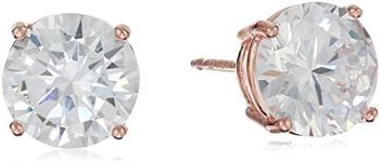 14k Rose Gold Plated Sterling Silver Round Cubic Zirconia Stud Earrings (7.5mm)