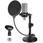 InnoGear Mic Stand Desk, Adjustable Desktop Microphone Stand Table with Shock Mount Mic Clip Pop Filter 3/8" to 5/8" Adapter for Blue Yeti Hyper X QuadCast S AT2020 Fifine K669B Shure SM58 SM48 PGA48