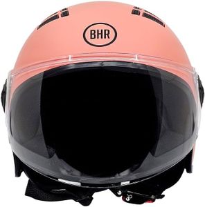 BHR Casque Demi-Jet 834 FLOW - Casque moto d'été Homologué ECE 22.06 avec 16 Trous de Ventilation - Casque avec Visière Anti-Rayures et Fermeture Micrométrique - Corail Mat XS