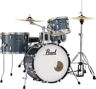 Pearl Roadshow Drum Set 4-Piece Complete Kit with Cymbals and Stands, Aqua Blue Glitter (RS584C/C703)