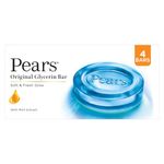 Pears Original Glycerin Soap Bar - Soft & Fresh Glow | With 98% Pure Glycerin & Mint Extract | For a Fresh Glow | With Plant Based Cleanser for Skin & Body | Paraben-free | 125gms x 4