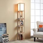 ATAMIN Aaron - 72" Shelf Floor Lamp with Drawers, Tall Standing Lamp for Living Room and Bedroom, Modern Corner Floor Lamp with Shelves and Drawers, Rustic Wood