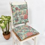 TIQH Cotton Printed Chair Pads/Chair Cushion/Back Support/Seat Cushion with Ties and Handmade Quilting (Set of 2) (Pattern 02)