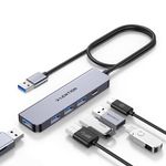 LENTION USB C Hub with 2ft Extension Cable,5 in 1 USB Adapter withType C Power Supply,4 USB 3.0 Ports, USB Splitter for Desktop Computer,PC, PS4, Chromebook, Mac, More (CB-HE32, Space Gray)