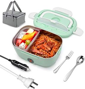 Electric Lunch Box Food Warmer, 3 in 1 Portable Food Heater for Car & Home, Leak Proof, with Removable 304 Stainless Steel Container 1.5 L, with Carry Bag and Fork & Spoon