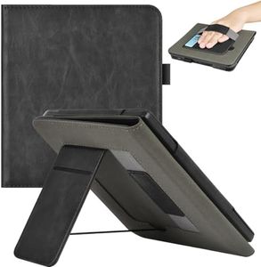 J.M.SHOW Case for 7" Kobo Libra Color (2024 Release) & Kobo Libra 2 (2021 Release), Soft TPU Protective Back Cover with Hand Strap and Card Slot, Auto Wake/Sleep, Black
