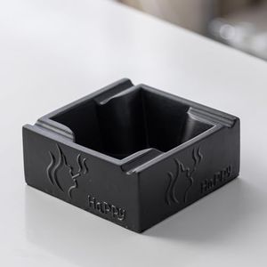 LaSheer Ceramic Ashtray,Windproof Ashtrays for Cigarettes and Cigars for Home Indoor Outdoor Office Tabletop,Weed Smoking Ash Tray Holder Water Transfer Ashtrays Cool Decor - Black