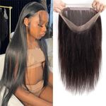 HEFABRIGHT 360 Lace Frontal Closure Only Straight Wave HD Invisible Transparent Swiss Lace Front 100% Virgin Human Hair 360 Lace Frontal For Ponytail 180% Density Natural Color(18 Inch,360 Frontal)