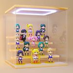 Naconmlet Acrylic Display Case with Light for Action Figure,5 Tier Display Cases Storage Box Dustproof Showcase for Vendors,Funko Pop ,Perfumes or Collectibles (W*D*H-12.6*11.4*13.3inches)